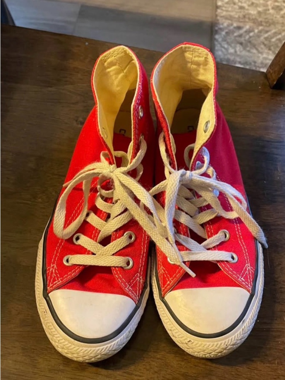 Converse Kids Red High-Top Canvas Sneakers with White Laces
